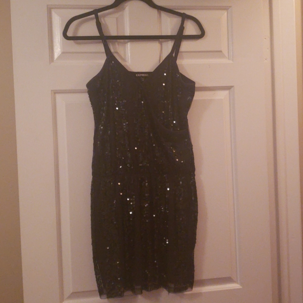 Black Sequin Express mini dress